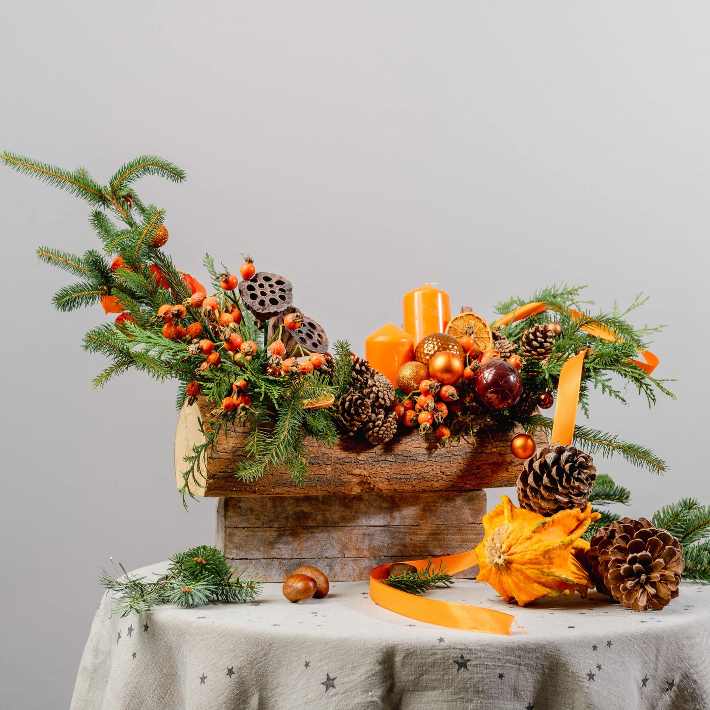 Arranjo Natal "Natal em Tons de Laranja"