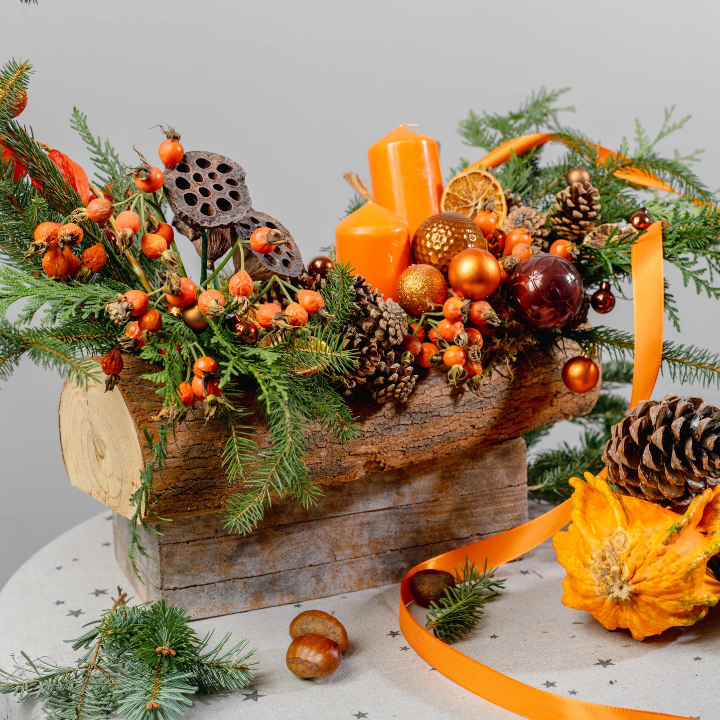 Arranjo Natal "Natal em Tons de Laranja"