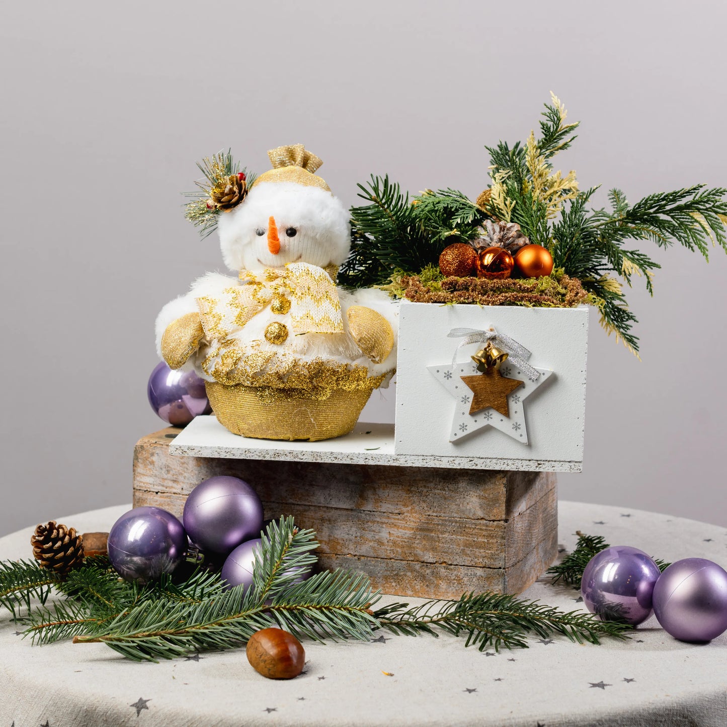 Arranjo Natal "O Boneco de Neve Guardião"