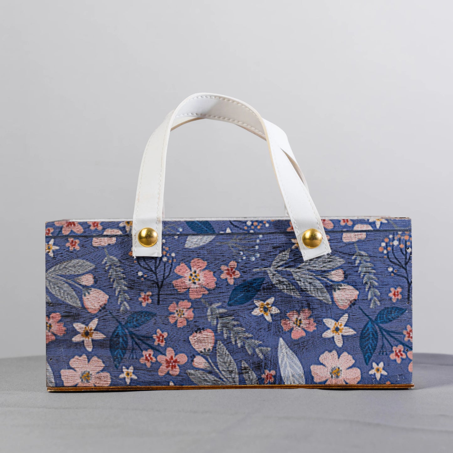 Caixa Azul Com Flores