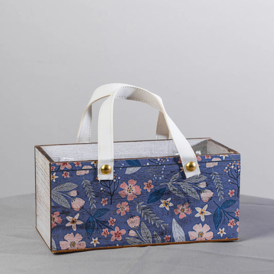 Caixa Azul Com Flores