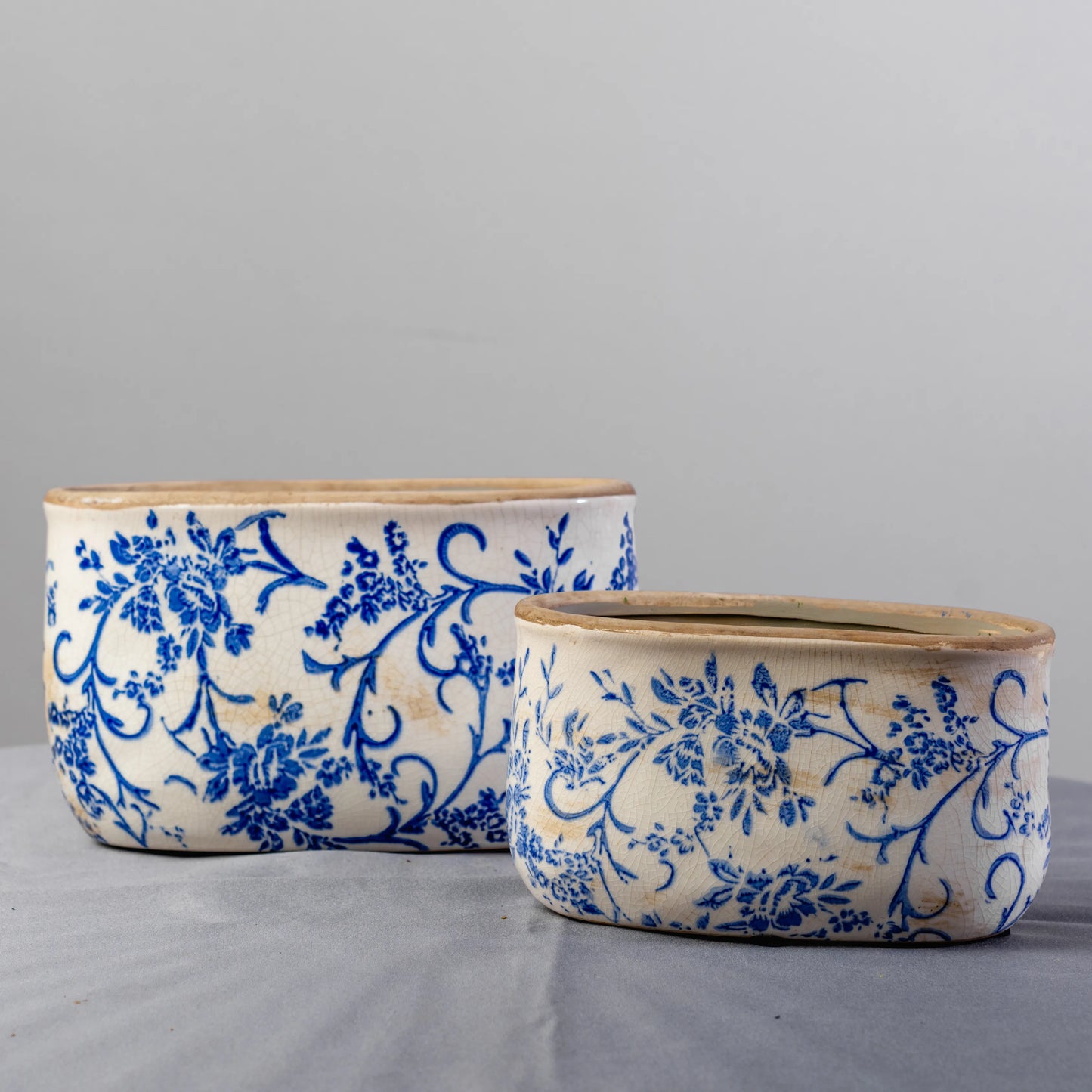 Vase à fleurs bleu et blanc